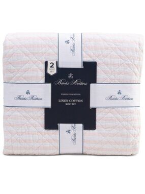 Brooks Brothers Soft Pink Linen Blend Cotton Quilt Set